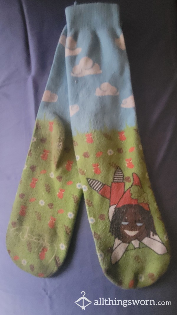 Whoopi Goldberg The View Holiday Socks, Worn All Day (18hrs), Mopping And Laundry Day.