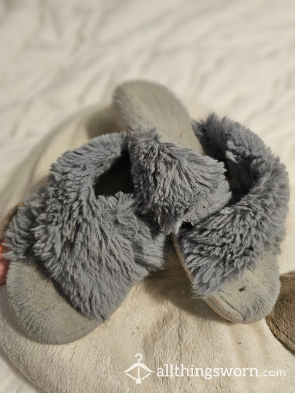 Worn And Loved Fuzzy Slippers