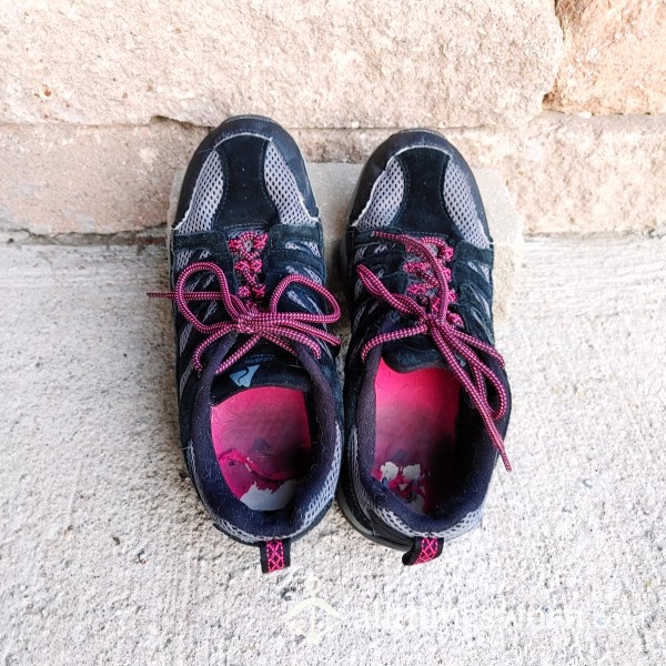 Worn Black And Pink Sneakers Running Shoes