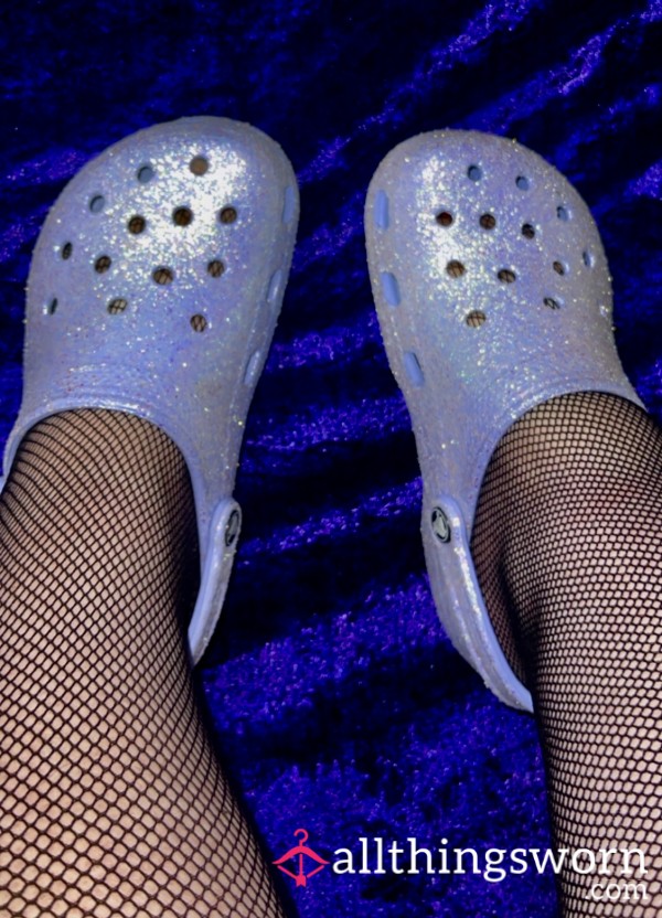 Worn But Great Condition Used Smelly Sweaty Genuine Crocs Purple Sparkle Limited Edition