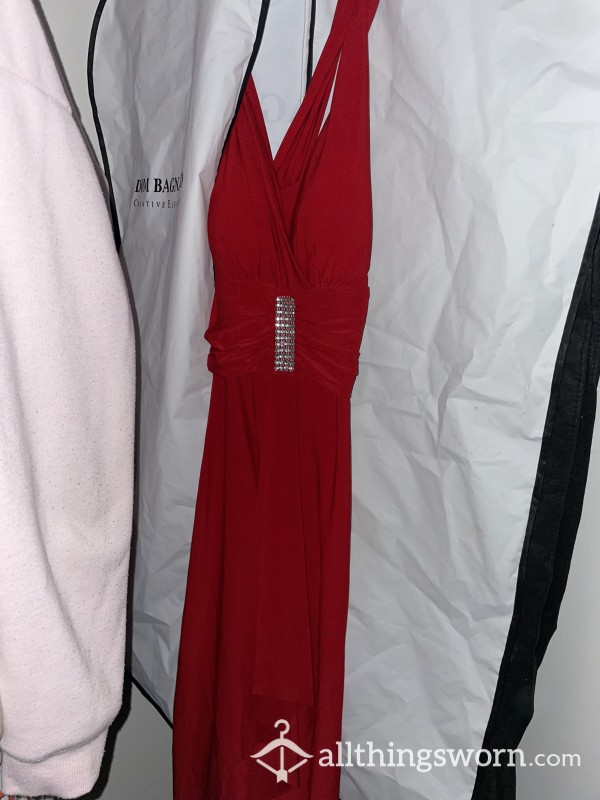 Worn Formal / Prom Red Dress With Diamanté