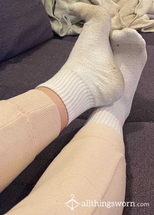 Worn Long White Sock