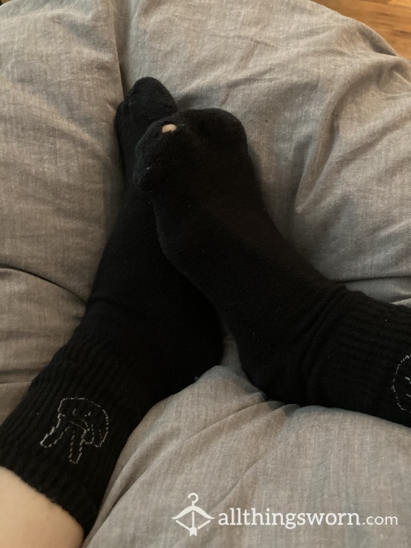 Worn Out Black Socks With Hole🧦