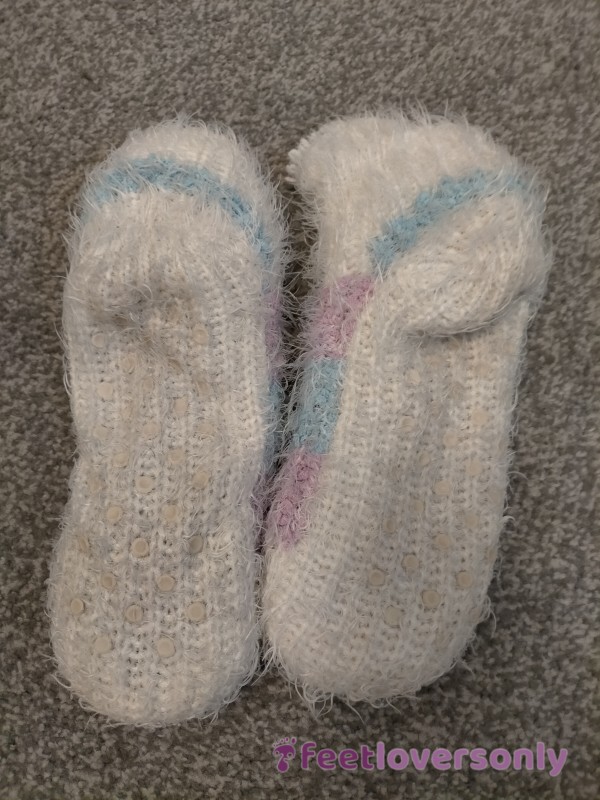 Worn Pastel Fluffy Socks For The Barefoot Lovers