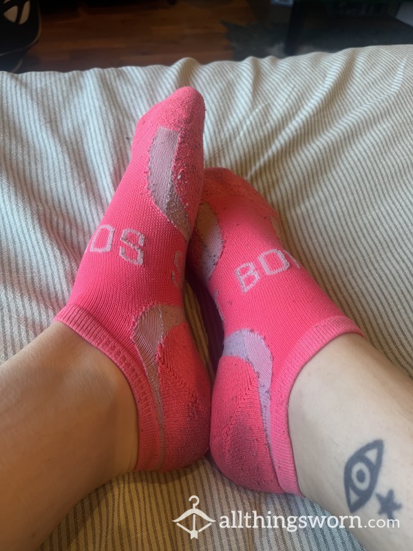 Worn Pink Ankle Socks