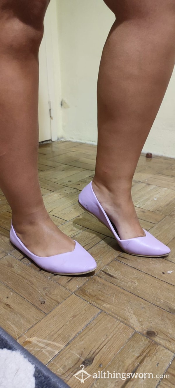 Worn Purple Flat Shoes