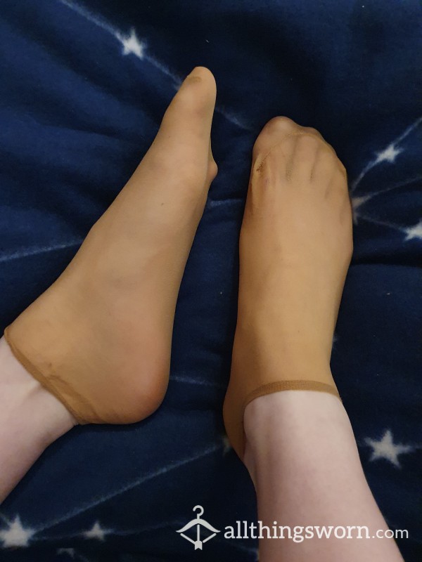 Worn, Tan, Nylon Ankle-socks