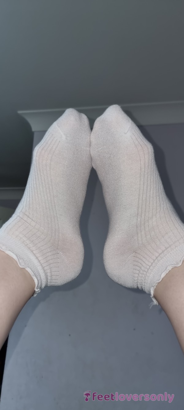 Worn White Frilly Socks