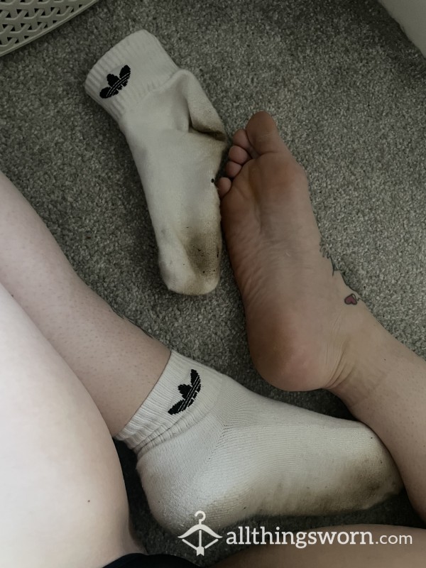 Worn White Sports Socks