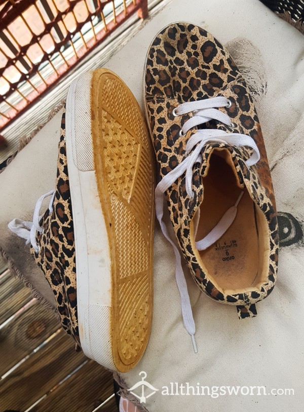 Wrecked Leopard Print Sneakers