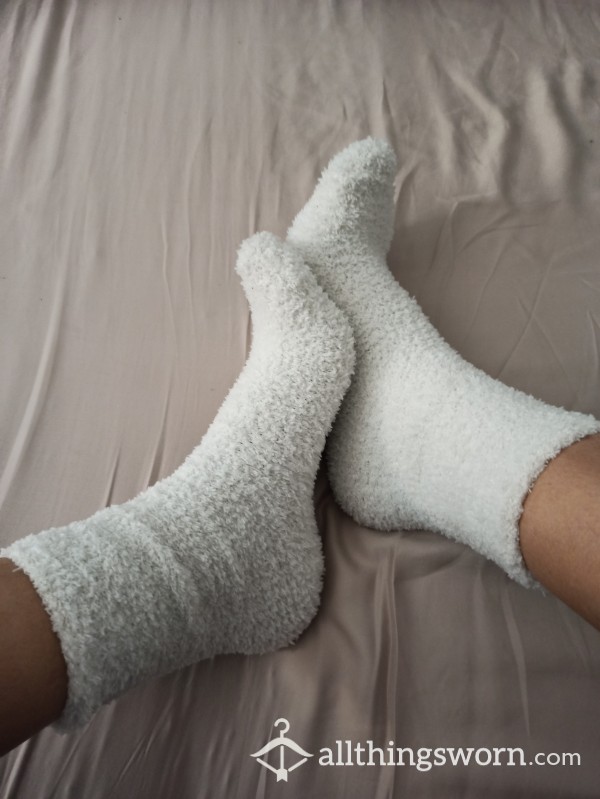Fuzzy White Winter Socks