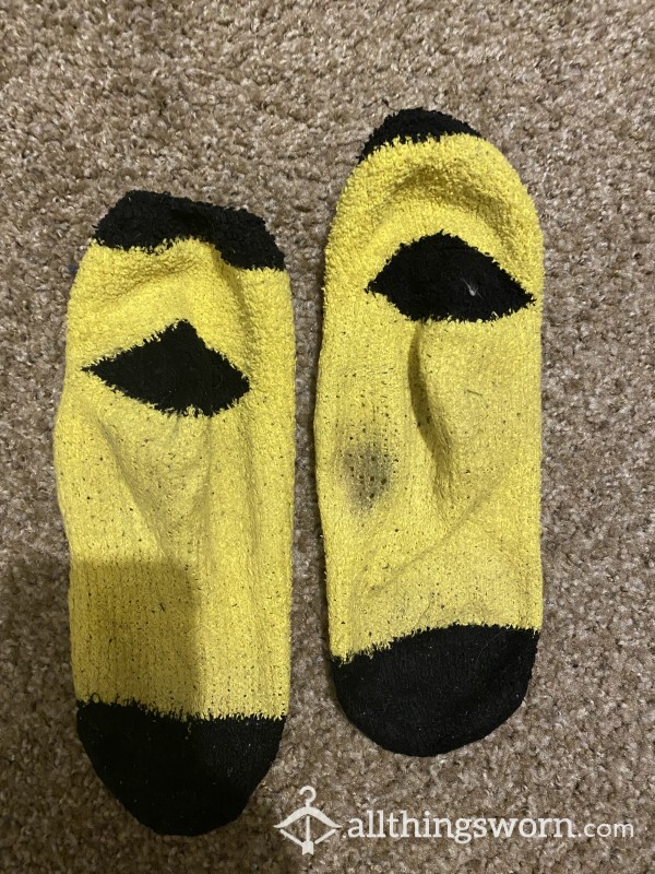 Yellow Fuzzy Socks 24 Hour Wear + 2 Mile Walk
