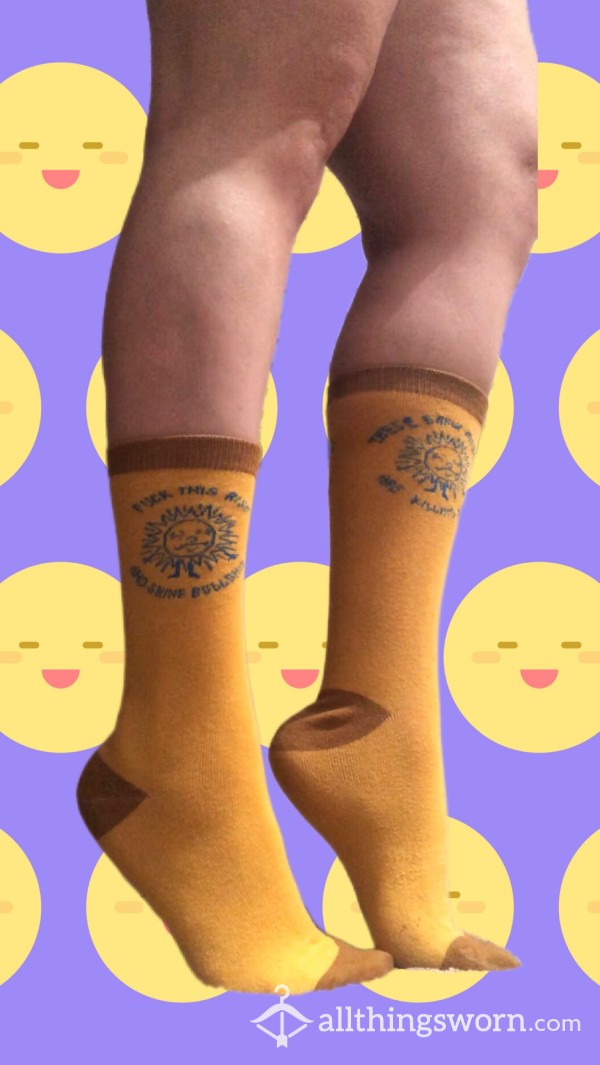 🧦 Yellow Long Socks - “Fuck This Rise And Shine Bullsh*t” 🧦