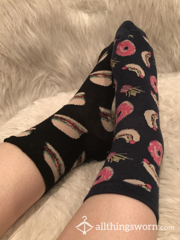 Yummy Food Themed Mismatched Socks With Holes